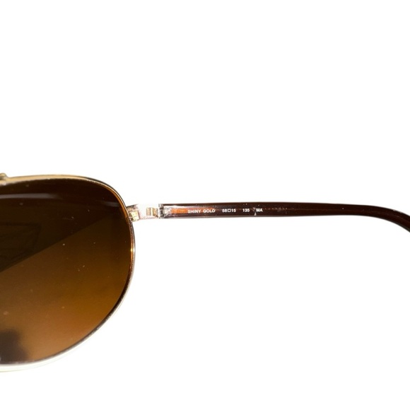 Precision 799 Aviator Sunglasses Gold Metal Frame with Brown Polarized Lenses - Picture 8 of 13